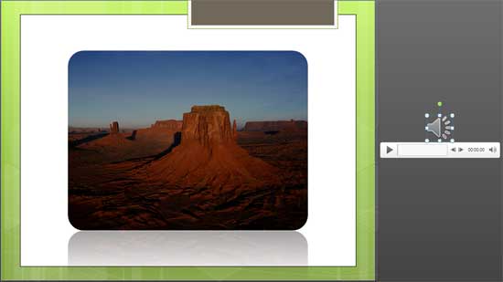 Sound icon moved off the slide Sound icon moved off the slide