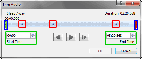 Trim Audio dialog box