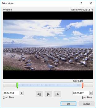 Trim Video Clips in PowerPoint 2016 for Windows