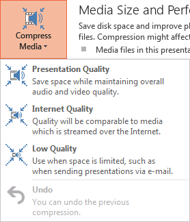Compress Media drop-down menu Compress Media drop-down menu