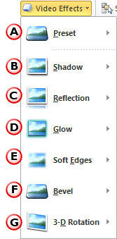 Video Effects drop-down gallery