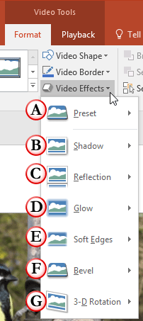 Video Effects drop-down gallery Video Effects drop-down gallery