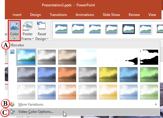 Color drop-down gallery Color drop-down gallery