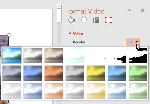 Recolor Presets drop-down gallery Recolor Presets drop-down gallery