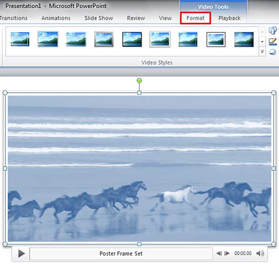 Video Tools Format tab of the Ribbon Video Tools Format tab of the Ribbon