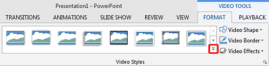 More button within the Video Styles group