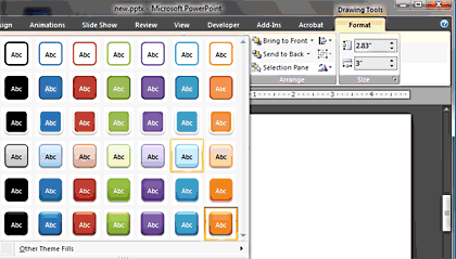 Shape Styles dropdown gallery Shape Styles dropdown gallery