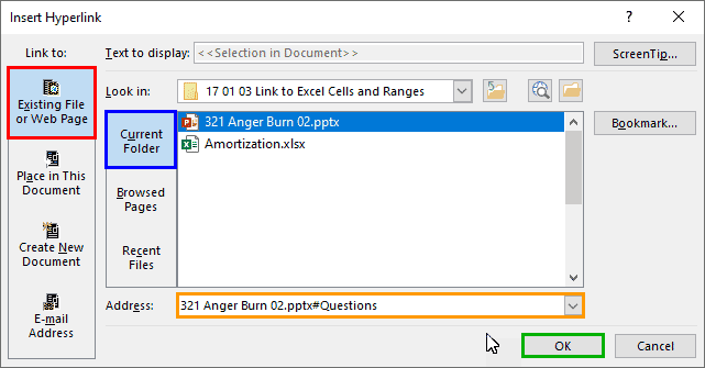Link to an Excel range