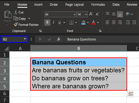 Select a cell or a range of cells