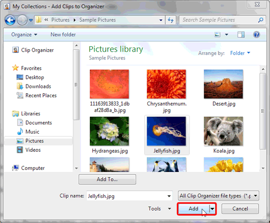 Select the clip media