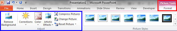 Picture Tools Format tab activated