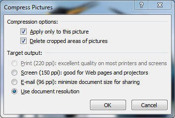 Compress Pictures dialog box