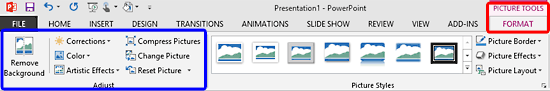Picture Tools Format tab activated
