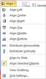 Align drop-down gallery Align drop-down gallery