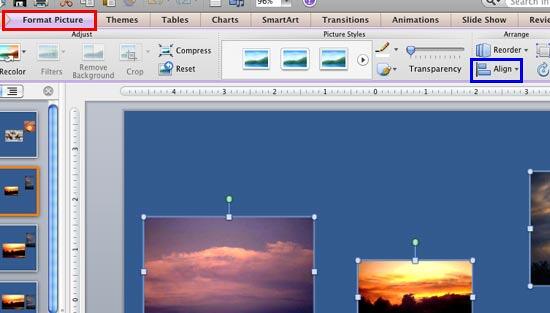 Align button within Format Picture tab Align button within Format Picture tab