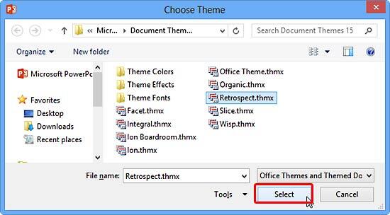 Choose Theme dialog box Choose Theme dialog box