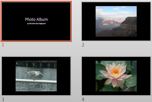 Some slides within a Photo Album presentation Some slides within a Photo Album presentation