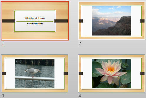 Photo Album presentation with a new Theme applied Photo Album presentation with a new Theme applied