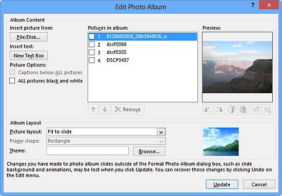 Edit Photo Album dialog box
