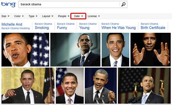 Search results on Bing when no Date filter is applied Search results on Bing when no Date filter is applied