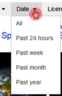 Options within the Date menu Options within the Date menu