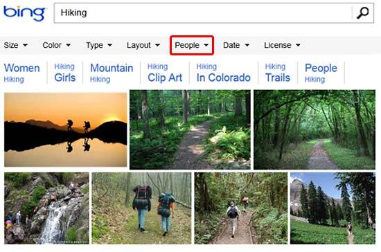Bing Images Search with no filters selected