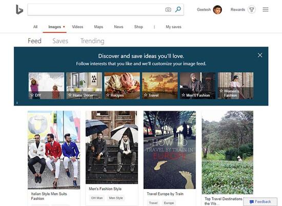 Bings Image Search page
