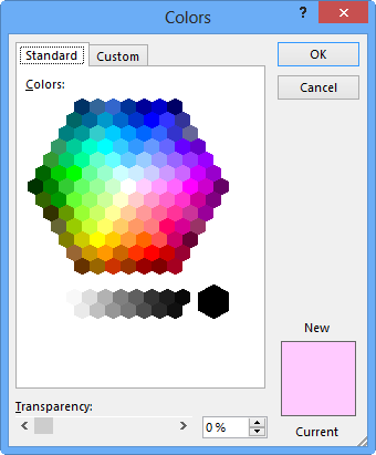 Standard tab within the Colors dialog box Standard tab within the Colors dialog box
