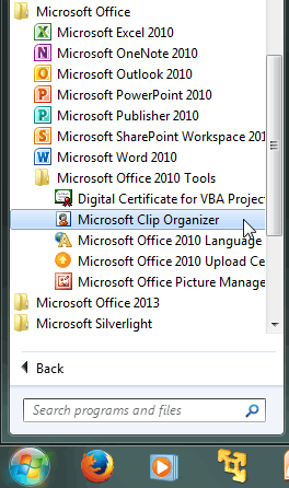 Microsoft Clip Organizer option