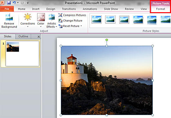 Picture Tools Format tab of the Ribbon