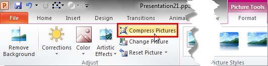 Compress Pictures button