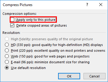 Apply only to this picture check-box deselected