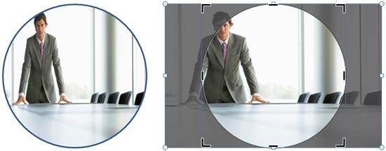 Shape with picture fill applied and same shape with Fill crop option applied (Picture from Office.com) Shape with picture fill applied and same shape with Fill crop option applied (Picture from Office.com)