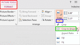 Crop to Shape option within the Crop drop-down gallery Crop to Shape option within the Crop drop-down gallery