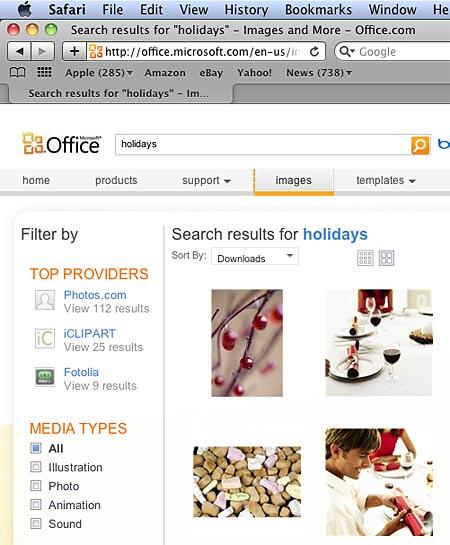 Clip media search results for the entered keywords Clip media search results for the entered keywords