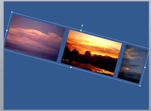 Grouped pictures rotated 15 degrees rightwards