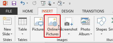 Online Pictures button within the Insert tab Online Pictures button within the Insert tab