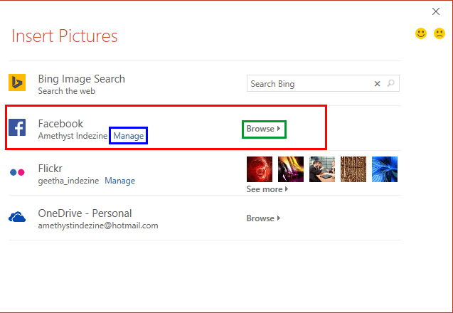 Insert Pictures dialog box