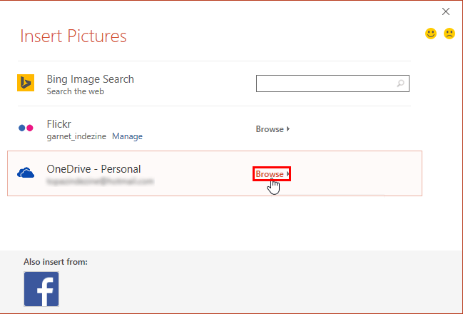 Insert Pictures dialog box Insert Pictures dialog box
