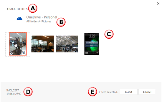 Pictures within OneDrive account
