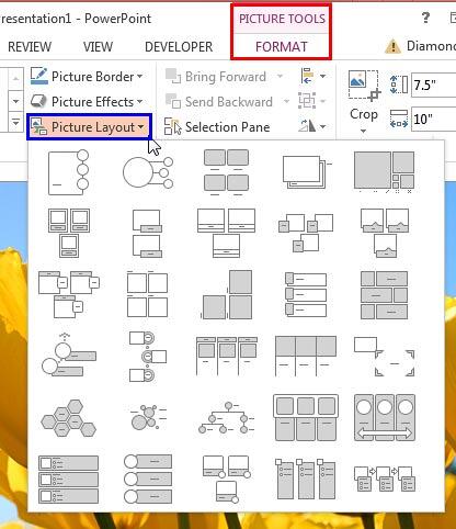 Picture Layout drop-down gallery Picture Layout drop-down gallery
