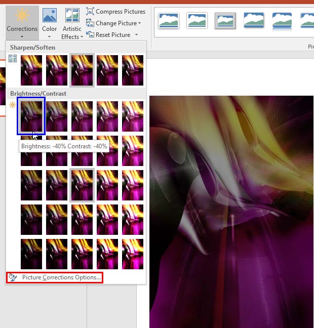 Brightness and Contrast adjustment values displayed in the tool tip Brightness and Contrast adjustment values displayed in the tool tip