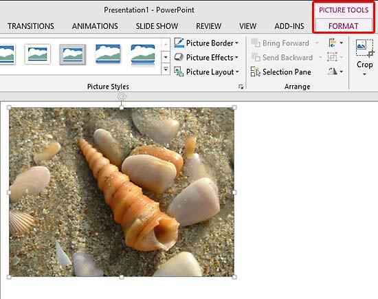 Picture Tools Format tab of the Ribbon Picture Tools Format tab of the Ribbon