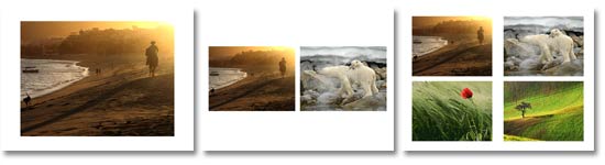 1, 2, and 4 pictures per slide show over the slide background