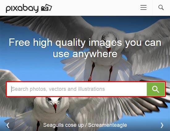 The Pixabay home page