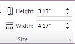 Height and Width values entered within the Size group Height and Width values entered within the Size group