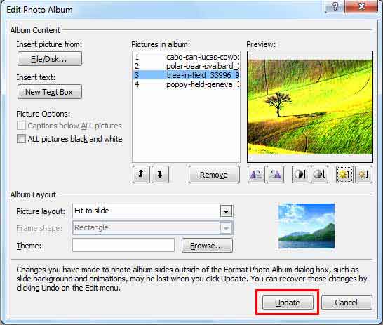 Photo is reordered, and brightness levels are increased