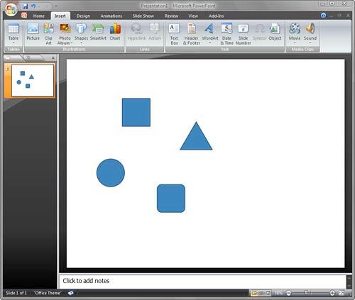 Place objects on slide