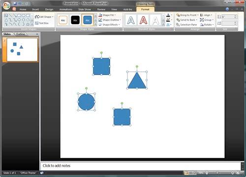 Drawing Tools Format tab of the Ribbon