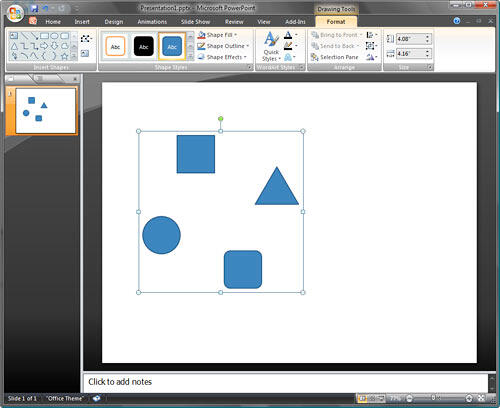 Grouped object on slide